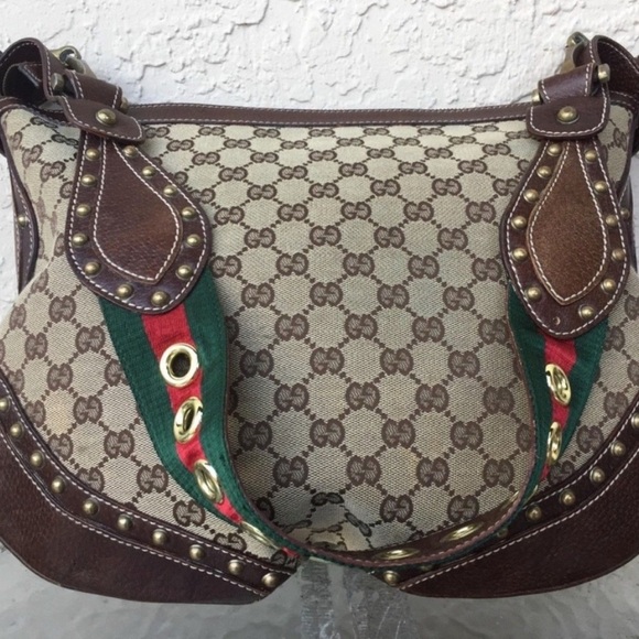 2005 Gucci Pelham Monogram Canvas/Leather/Sherry Web Strap LARGE Pelham Bag - Picture 10 of 14